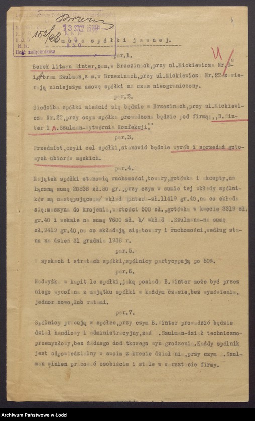 Obraz 6 z jednostki "Berek – Litman Winter, Abram Szulman – wytwórnia konfekcji w Brzezinach"