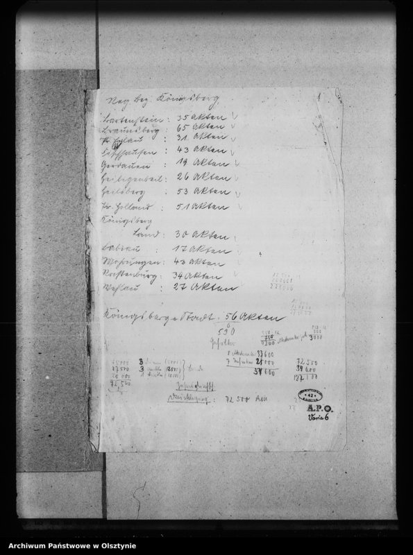 image.from.unit.number "Zestawienie liczbowe akt z poszczególnych powiatów w układzie alfabetycznym w/g regencji"