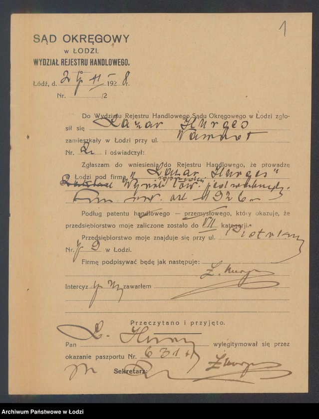 Obraz 3 z jednostki "Lazar Hurges – wyrób i sprzedaż towarów jedwabnych"