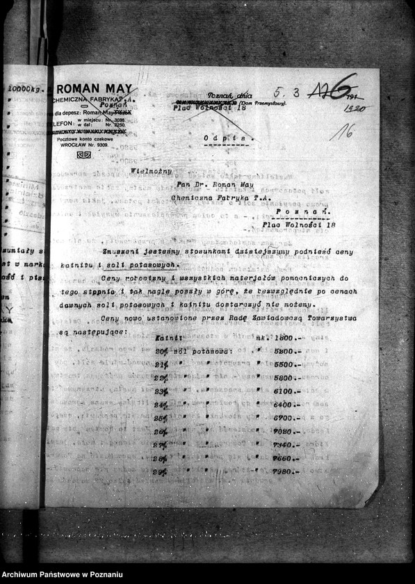 Obraz 20 z jednostki "Sprawy szczegółowo-administracyjne Sztuczne nawozy potasowe"