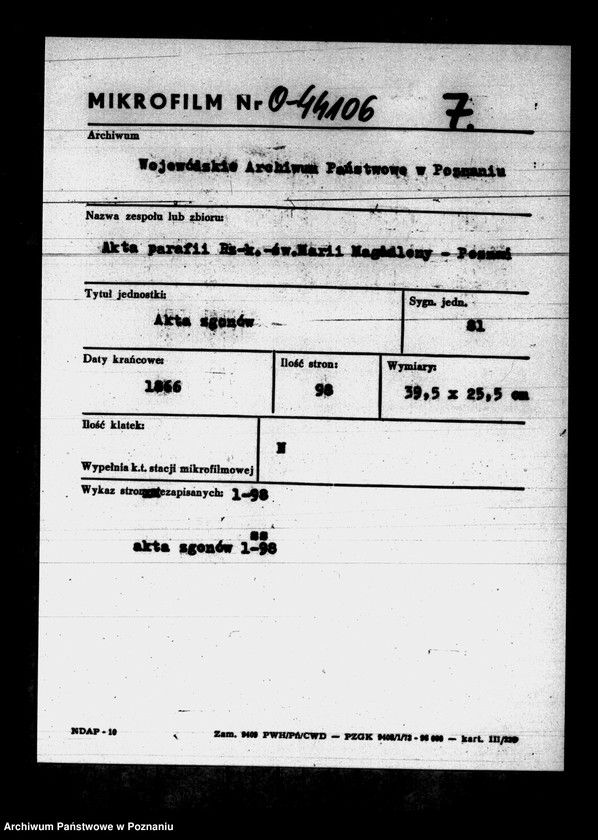 Obraz 1 z jednostki "Księga zgonów"