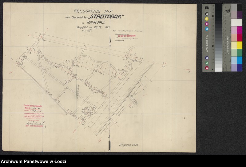 Obraz 1 z jednostki "Feldskizze Nr. 7/c der Grundstückes "Stadtpark" in Rawa-Mazowiecka"