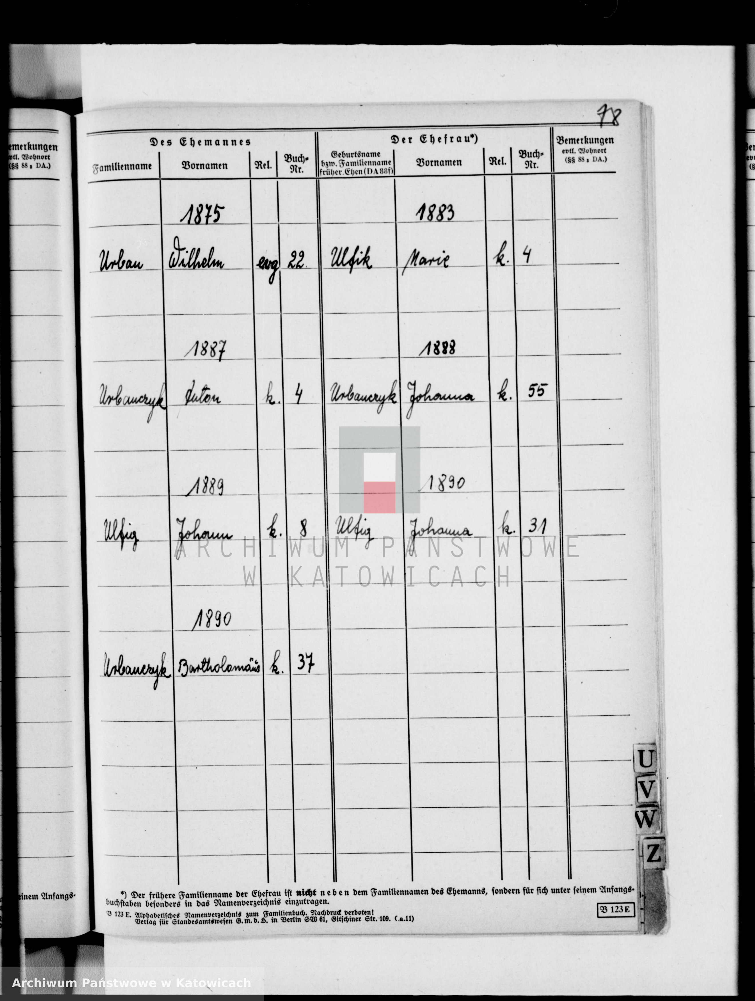 Skan z jednostki: Skorowidz do ksiąg małżeństw za lata 1874-1890
