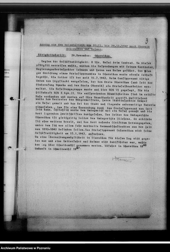 Obraz 7 z jednostki "[Korespondencja w sprawach organizacyjnych, sprawozdanie z działalności , uwagi powizytacyjne] Kreissippenamt Scharnikau [Czarnków]"
