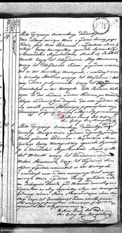 image.from.unit.number "Akta Zeszłych Gminy Krasnopolskiey - w powiecie Seyneńskim w Województwie Augstowskim Roku od 1-go Stycznia 1820 R."