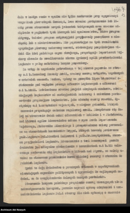 image.from.unit.number "Działalność wojskowo-polityczna Władysława Sikorskiego w czasie I wojny światowej w Naczelnym Komitecie Narodowym, Polskim Korpusie Posiłkowym, wśród internowanych wojskowych polskich na Węgrzech oraz w Galicji. Protokół, pokwitowanie, teksty wierszy i piosenek, korespondencja."