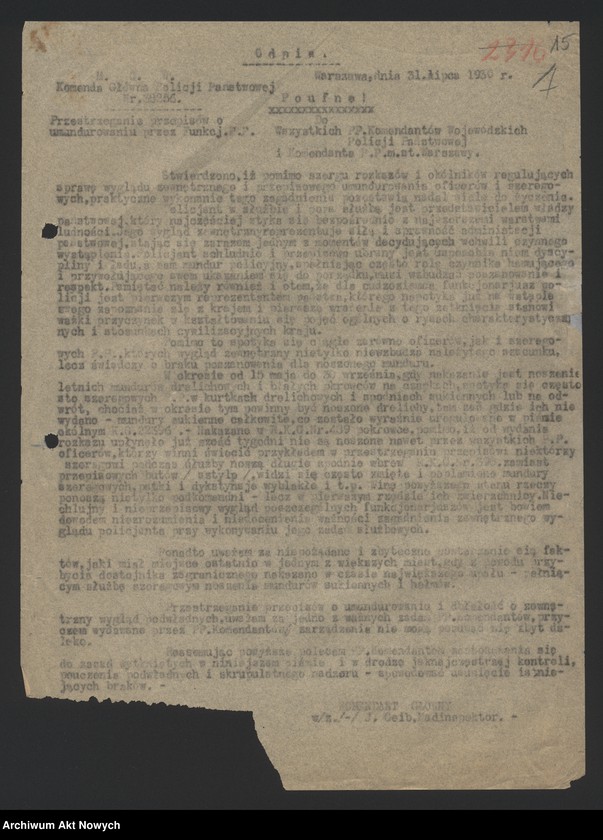 image.from.unit.number "Sprawy personalne funkcjonariuszy Policji Państwowej i Rezerwy Policyjnej. Korespondencja."