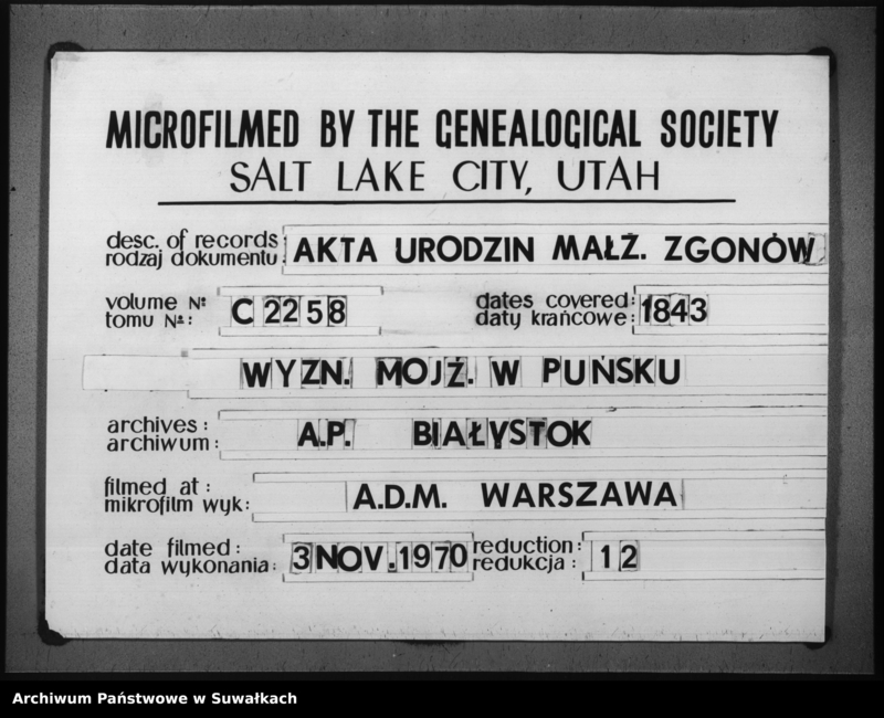 image.from.unit.number "Duplikat Urodzonych, Zaślubionych i Umarłych Żydów w Okręgu Puńsk w 1843 roku."