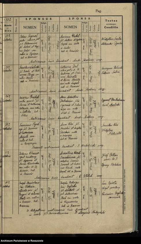 image.from.unit.number "Księga małżeństw Parafia Rzymskokatolicka Rzeszów oraz Pobitno, Staroniwa, Wilkowyja, Załęże, Zwięczyca"