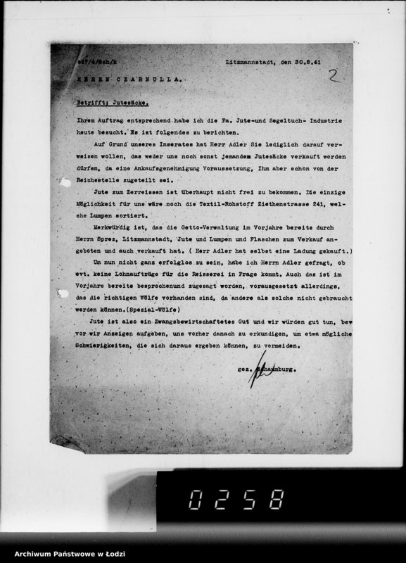 Obraz 6 z jednostki "Jute-Leinen Säcke [Dostawa do Getta]"