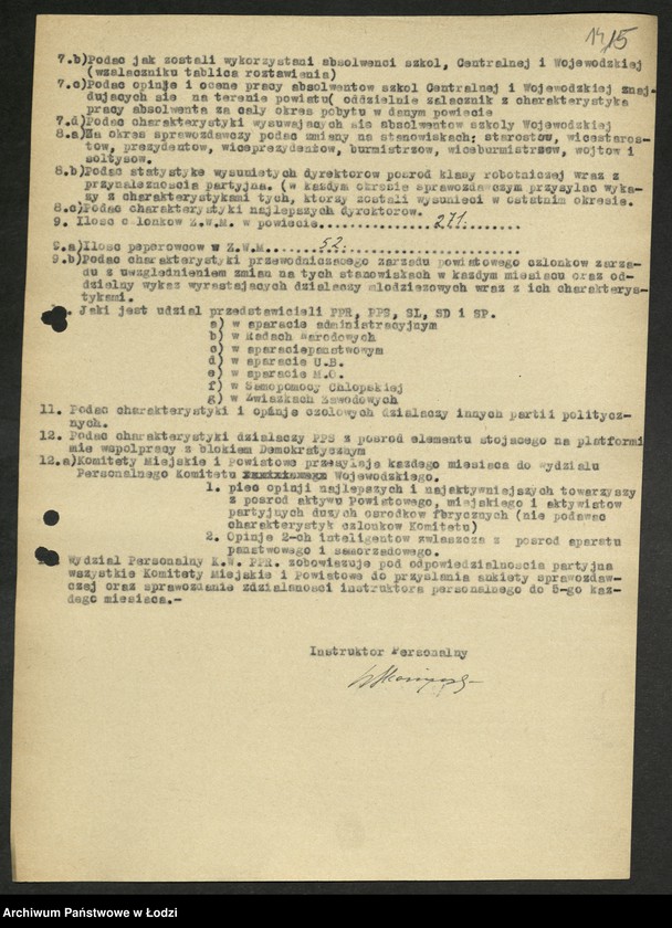 Obraz 15 z jednostki "Ankiety sprawozdawcze instruktora Komitetu Powiatowego Łowicz [z załącznikami]"
