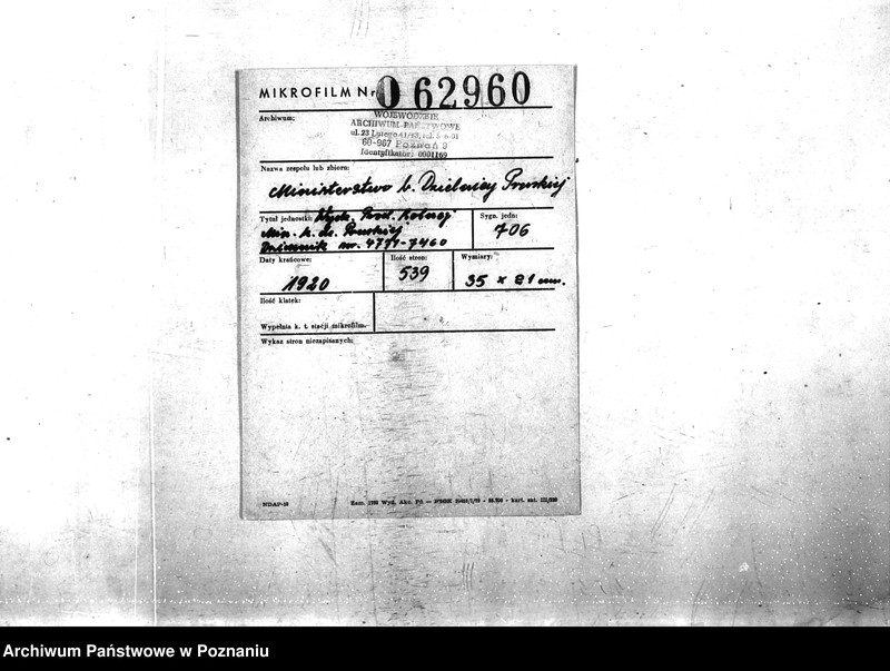 Obraz 4 z jednostki "Wydział Prod. Rolnej Ministerstwa b. Dzielnicy Pruskiej Dziennik nr. 4761 - 7460"