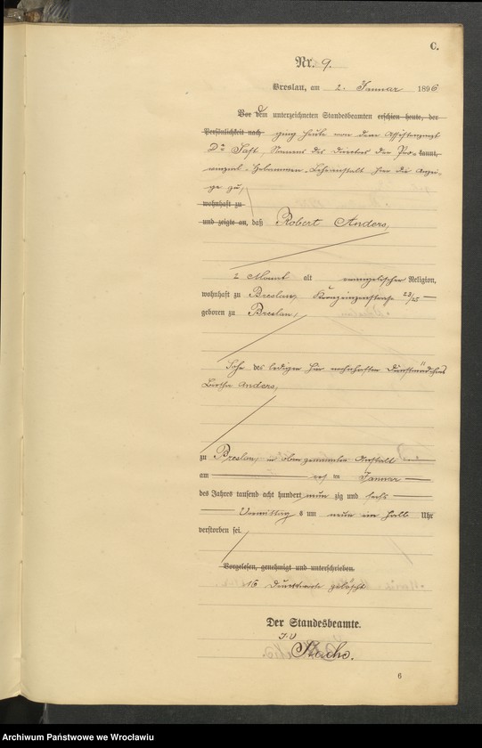 image.from.unit.number "Sterbe-Haupt-Register Breslau II 1896 Band 1"