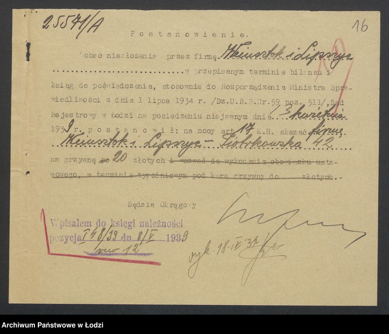 Obraz 18 z jednostki "Icchok Josek Lipszyc, Juda Sieradzki- Szmul Weinsztok, Icchok Josek Lipszyc- sprzedaż manufaktury i skład konsygnacyjny"