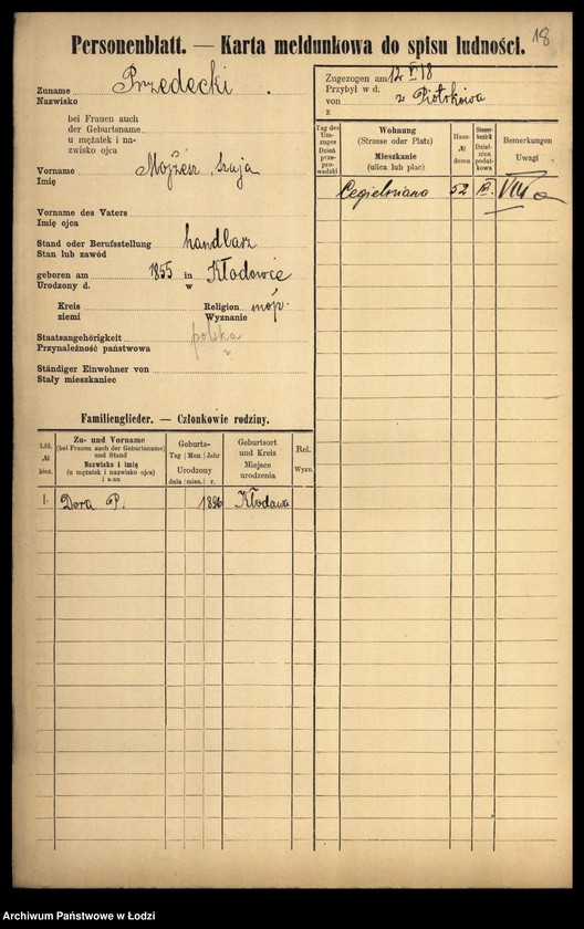 Obraz 20 z jednostki "[Spis ludności Łodzi] Przedbórz-Przybyliński"