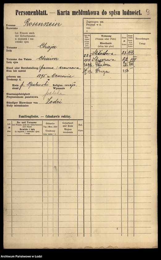 Obraz 11 z jednostki "[Spis ludności Łodzi] Rozenperl-Rozentan"