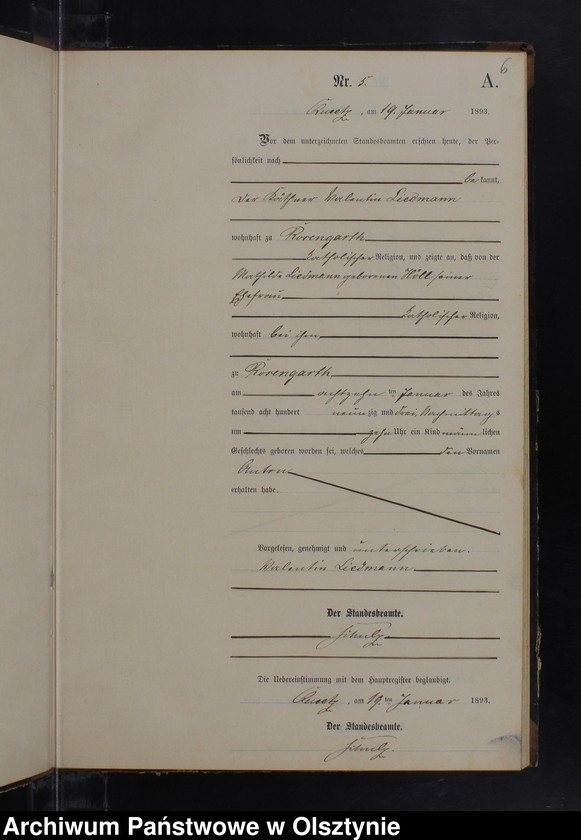 Obraz 8 z jednostki "Geburts-Neben-Register Nr 1 - 86"