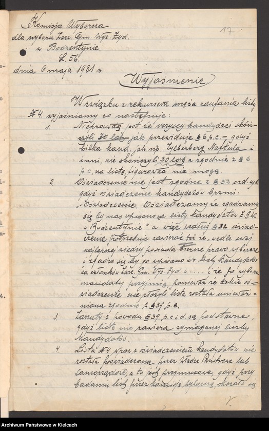 image.from.unit.number "[Wybory zarządu gminy wyznaniowej żydowskiej w Bodzentynie]"