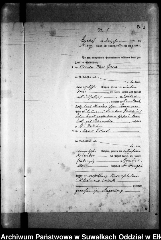 image.from.unit.number "Heiraths-Neben-Register des Preussischen Standes-Amtes Gr. Strengeln Kreis Angerburg"