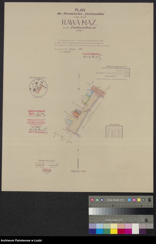 Obraz 1 z jednostki "Plan des Grundstückes "Zamkowa-Wola" in der Stadt Rawa-Mazowiecka an der Zamkowa-Wola-strasse gelegen"