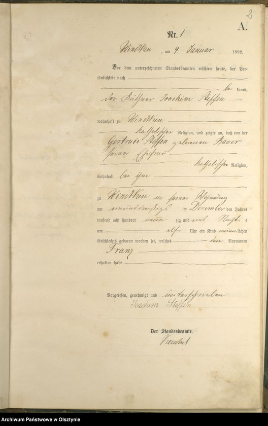 Obraz 4 z jednostki "Geburts-Haupt-Register Nr 1 - 86"