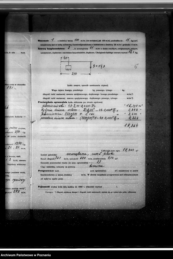 Obraz 9 z jednostki "Huta Szkła Ujście pow. chodzieski kocioł nr fabryczny 4216 kocioł nr woj. 6210"