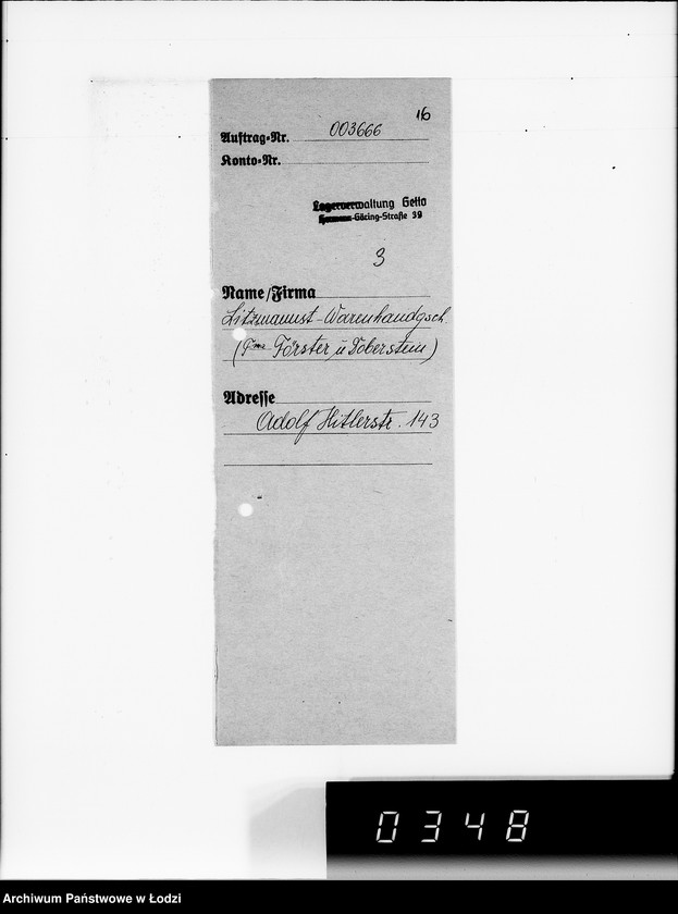 Obraz 19 z jednostki "Aufträge Litzm. Warenhandelsgesellschaft"