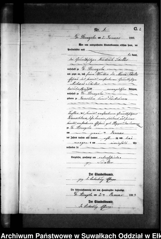 image.from.unit.number "Sterbe-Neben-Register des Preussischen Standes-Amtes Gr. Strengeln Kreis Angerburg"