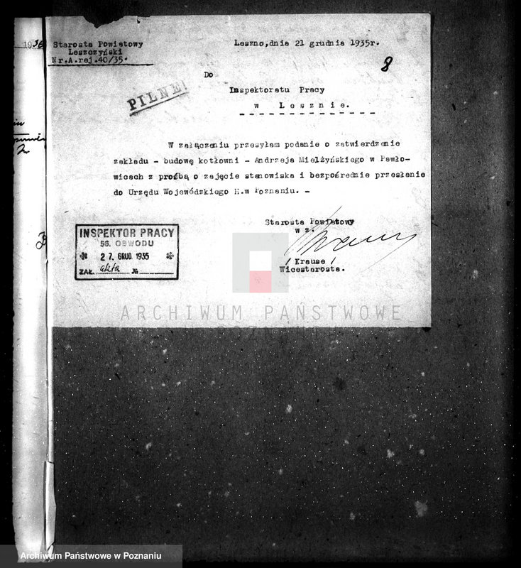 Obraz 13 z jednostki "Zatwierdzenie zakładu przemysłowego - kotłowni w maj. Pawłowice -A. Mielżyńskiego pow. leszczyński"