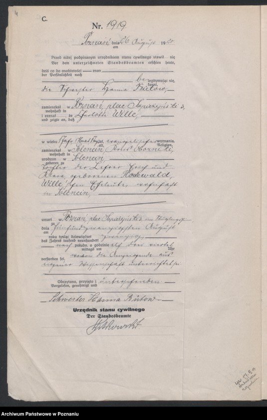 Obraz 6 z jednostki "Księga miejscowa zgonów tom IV [Rejestr główny zgonów]"