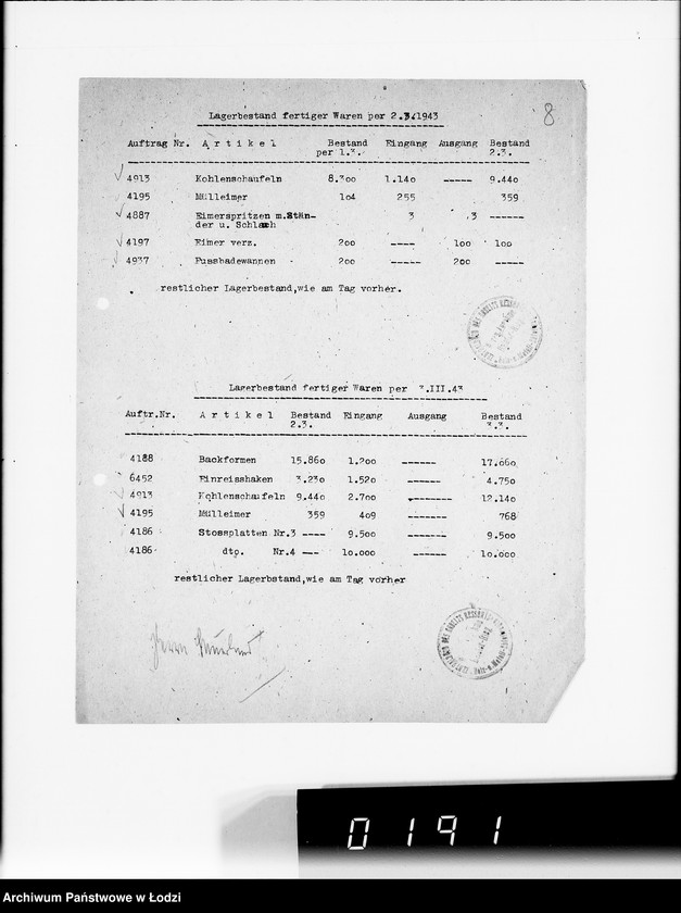 Obraz 12 z jednostki "Lager.Bestandsmeldungen"