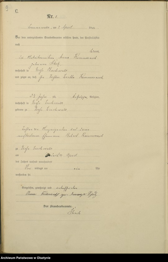 image.from.unit.number "Sterbe-Haupt-Register Nr 1 - 65"