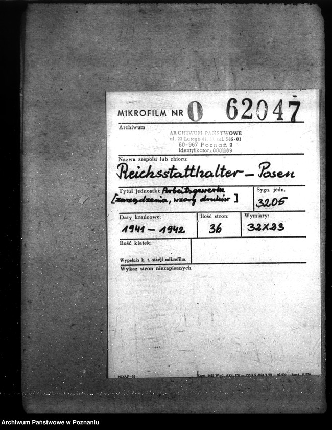 Obraz 2 z jednostki "Arbeitsgewerke (zarządzenia, wzory druków)"