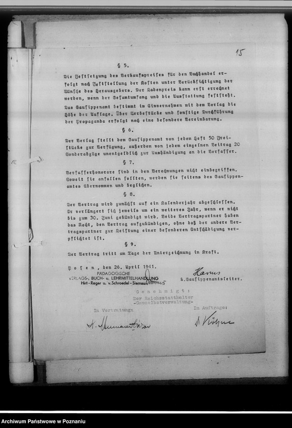 Obraz 19 z jednostki "Zeitschrift für ostdeutsche Sippenforschung [korespondencja w sprawie prospektu wydawnictwa, umowa z Wydawnictwem Pedagogicznym]"