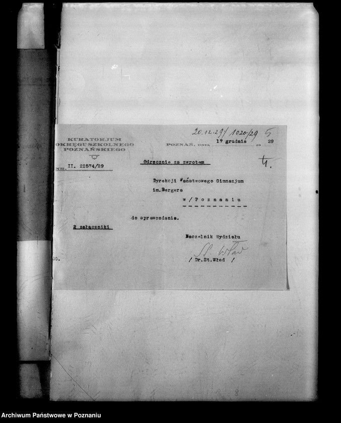 Obraz 9 z jednostki "Państwowe Gimnazjum imienia Bergera - Poznań [między innymi sprawozdanie z egzaminu dojrzałości eksternów i abiturientów]"
