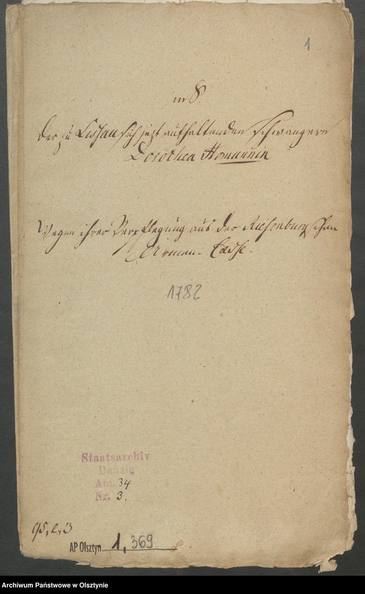 image.from.unit.number "In S. [Sachen] der zu Lißau sich jetz aufhaltenden Schwangern Dorothea Homannin wegen ihrer Verpflegung aus der Riesenburgschen Armen-Caße"