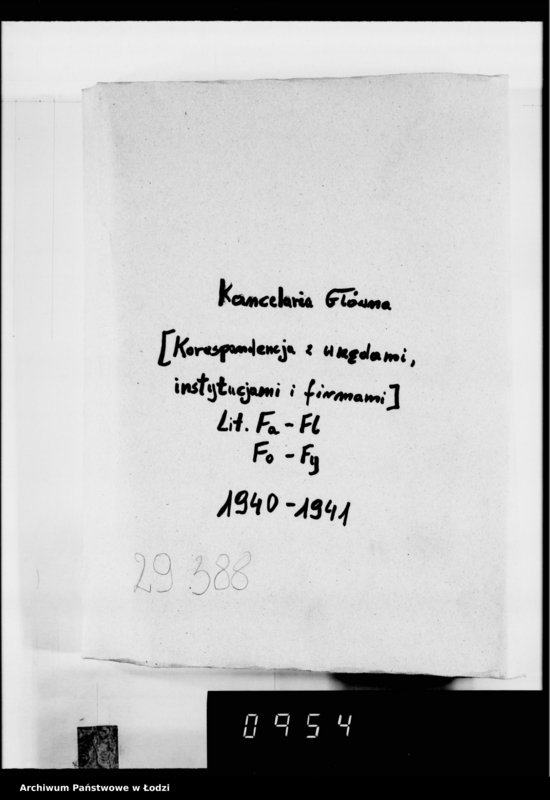 Obraz 4 z jednostki "[Korespondencja z urzędami, instytucjami i firmami]. Lit.Fa-Fy."