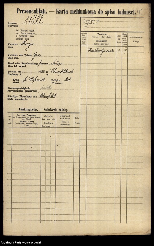 Obraz 17 z jednostki "[Spis ludności Łodzi] Wiktoszewska - Wilde"