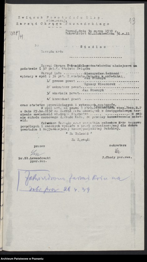 Obraz 19 z jednostki "Siedlce, powiat Wolsztyn - akta koła."