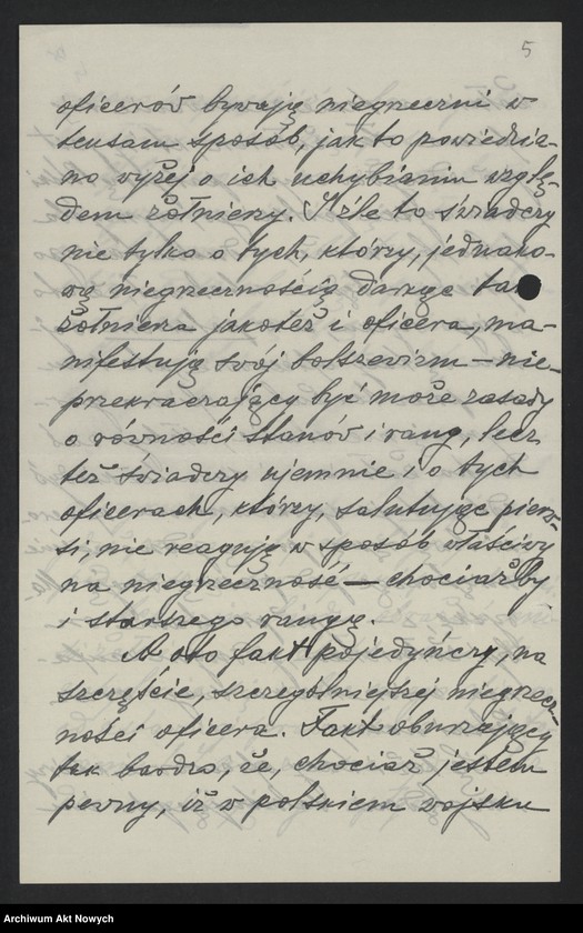 image.from.unit.number "Skargi na nadużycia gospodarcze, nędzę, paskarstwo, uwagi o zachowaniu się żołnierzy na ulicy. Korespondencja, wycinek prasowy"