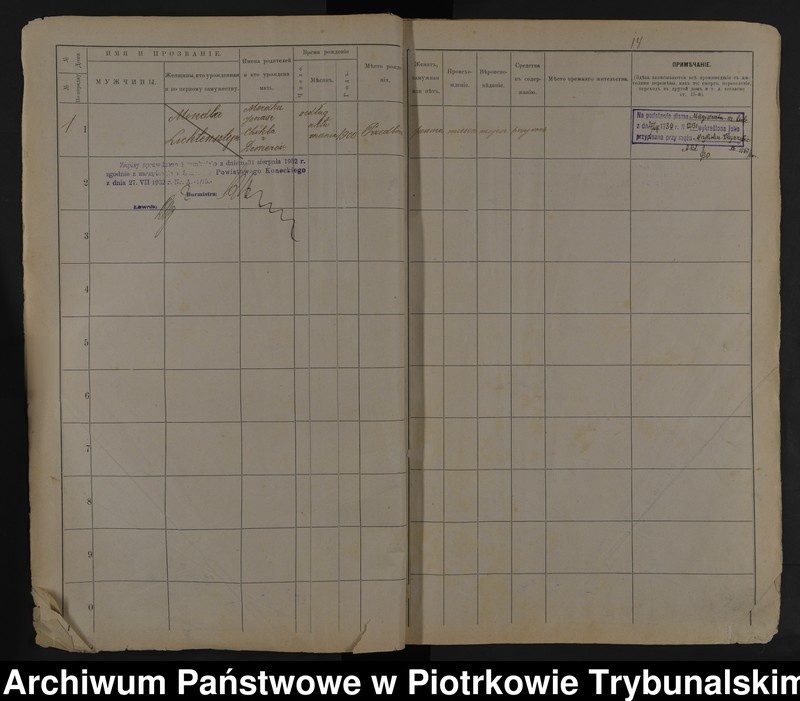 image.from.unit.number "Księga ludnosci stałej m[iasta] Przedborza Tom VII. d[omy] 1 - 26 W[idoma]"