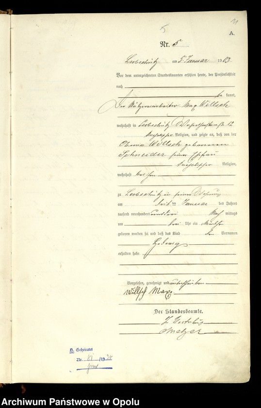 image.from.unit.number "Geburts-Register (Haupt-Register) 1903 (Głubczyce)"