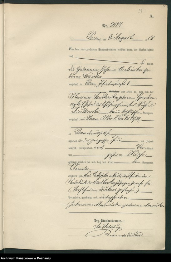 Obraz 12 z jednostki "Księga miejscowa urodzeń t. V"