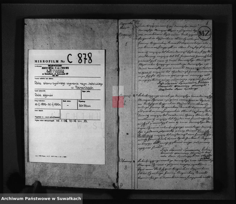 image.from.unit.number "Akta Zeszłych w Gminiej Berznickiey od 10 Maja 1809 R-u"