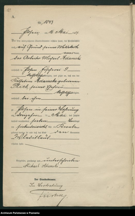 Obraz 12 z jednostki "Księga miejscowa urodzeń tom III [Rejestr główny urodzeń]"