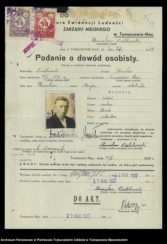 image.from.unit.number "Dowodów osobistych od nr 951 do 1100. Tom VII"