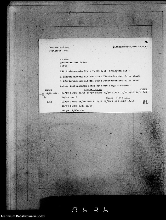 Obraz 20 z jednostki "Aufträge, [Lieferscheinen und Rechnungen] 15006-15019"