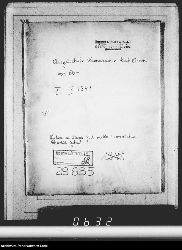 Obraz 4 z jednostki "Ausgelieferte Kommisionen Konto 0 von 60-[82] [Wydane na zlecenie G.V.meble z warsztatów Getta]."