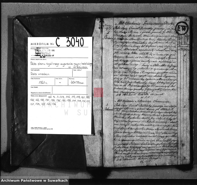 image.from.unit.number "Akta urodzonych gminy wiżańskiey obwodu seyneńskiego, w województwie augustowskim od dnia 1-go stycznia do dnia ostatniego grudnia 1821 roku"