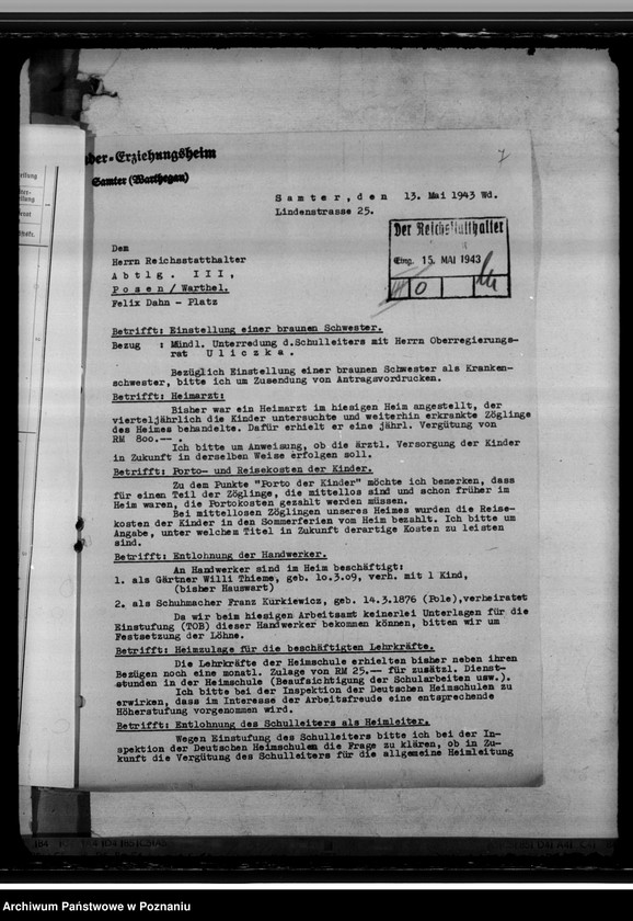 Obraz 11 z jednostki "Kindererziehungsheim Samter (Szamotuły). Oberschule in Samter"